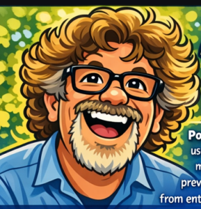 Cartoon avatar of Steve Eddy, a smiling professional with glasses and a gray beard, against a bright nature background.